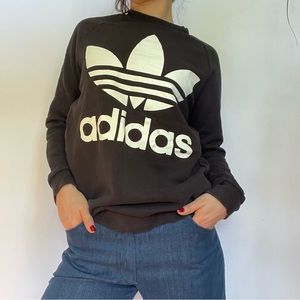 Black ADIDAS trefoil crewneck sweatshirt